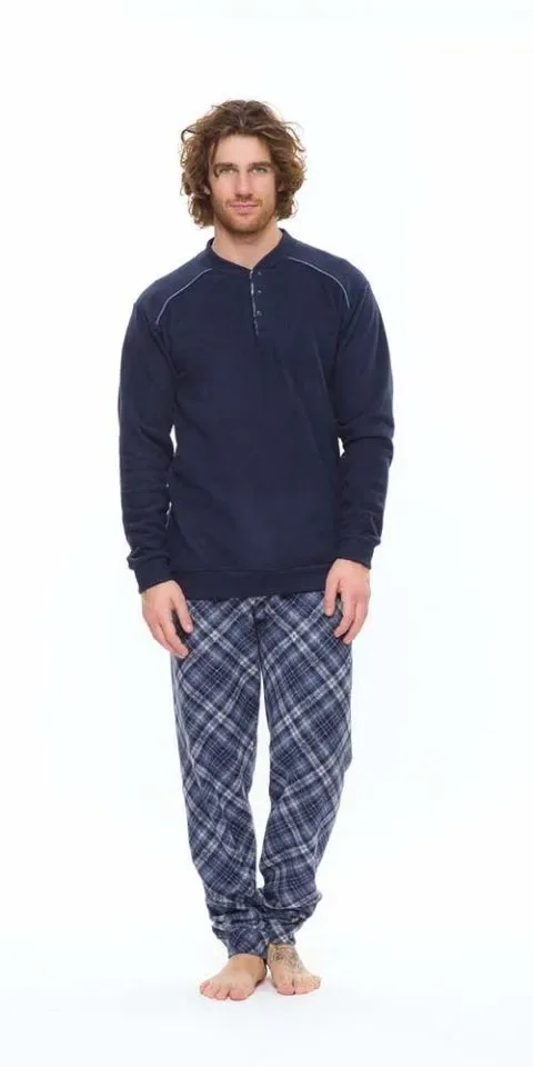 Gary Heren pyjama: Blauw, punto milano ( zeer warm ) ( GARY.84 )