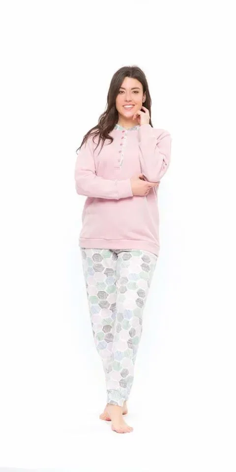 Gary Dames pyjama: Punto Milano ( zeer warm ) roze ( GARY.92 )