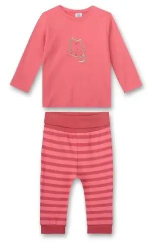 Sanetta Meisjes pyjama: Roze, poesmotief, 100% katoen, vanaf 9maanden ( SAN.76 )