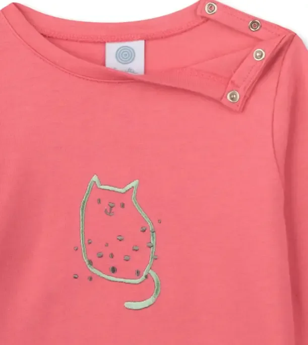 Sanetta Meisjes pyjama: Roze, poesmotief, 100% katoen, vanaf 9maanden ( SAN.76 )