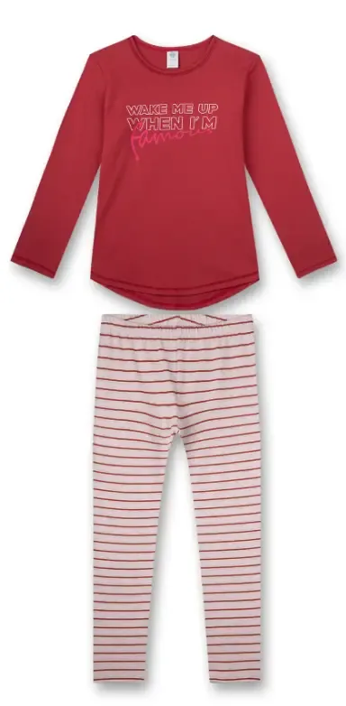 Sanetta Meisjes Pyjama: rood, 100% katoen ( SAN.80 )
