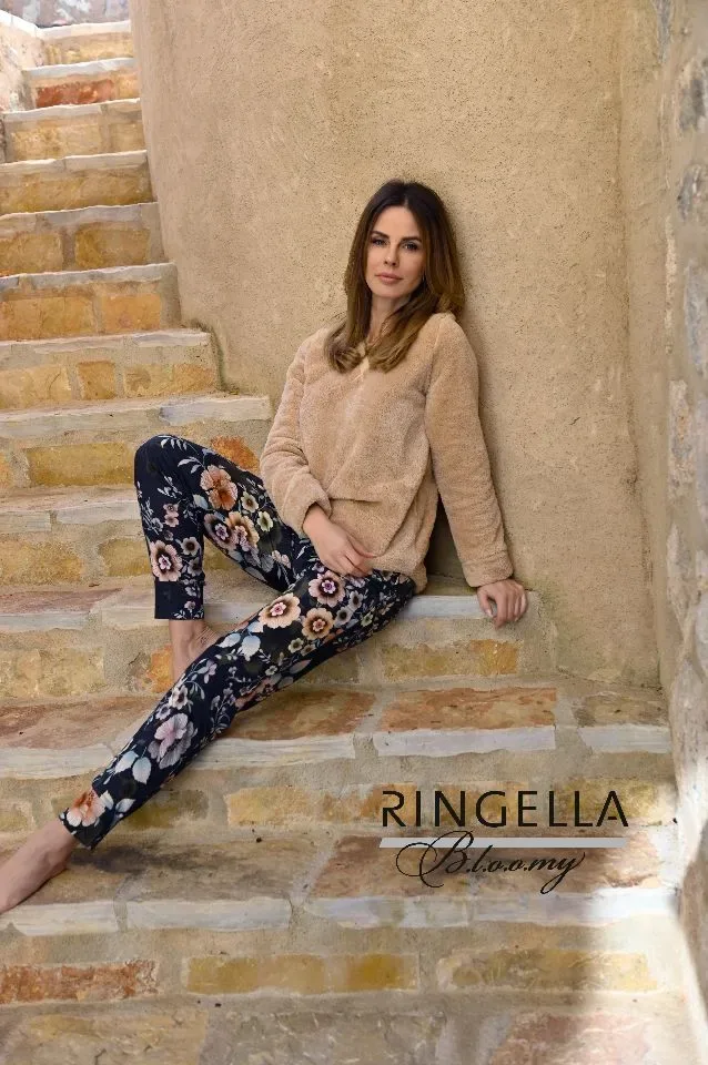 Ringella Bloomy Dames pyjama: Fleece top, bedrukte broek ( RIN.355 )