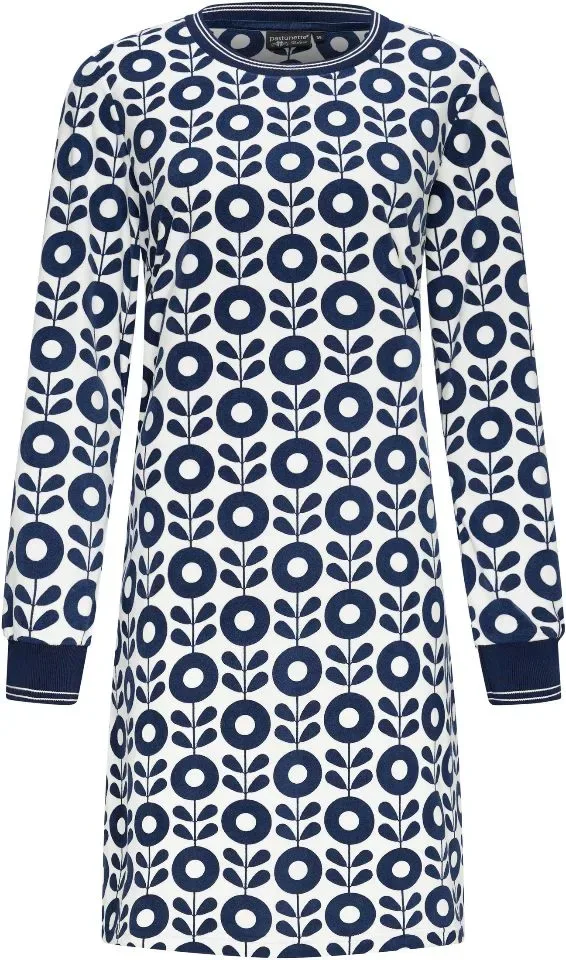 Pastunette Nachthemd: Fleece, blauw bedrukking ( PAS.15 )