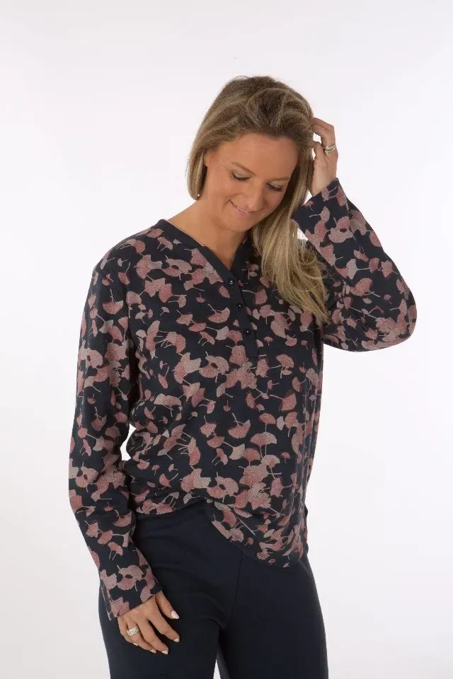 Perlina Dames Pyjama: Aziza, Gemoltoneerd, Blauw print ( LINA.30 )