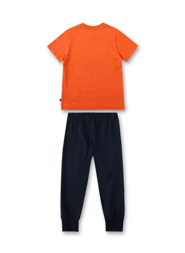 Sanetta Jongens pyjama: Korte mouw / lange broek, Oranje ( SAN.96 )