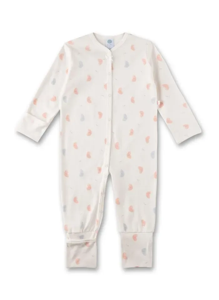 Sanetta meisjes pyjama: Kruippak, Vlindermotief, ingewerkte krabwantjes / voetjes ( SAN.99 )