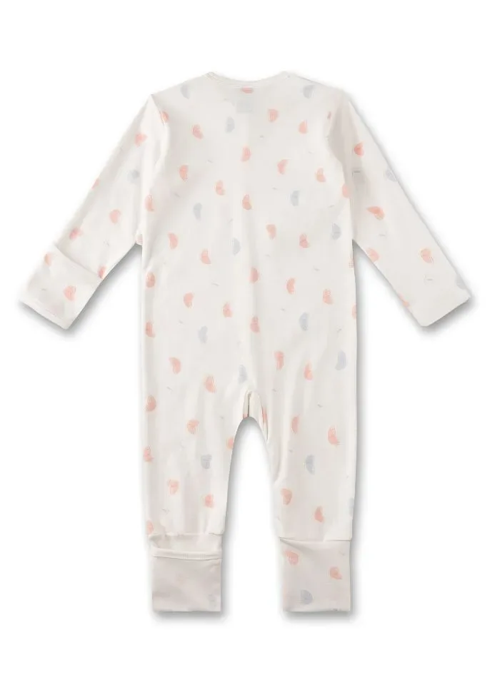 Sanetta meisjes pyjama: Kruippak, Vlindermotief, ingewerkte krabwantjes / voetjes ( SAN.99 )