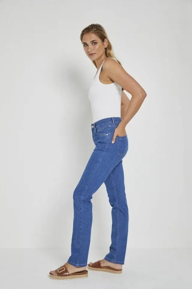 Para Mi Jeans Broek: Angie Fancy Clean mid Blue ( para.303 )
