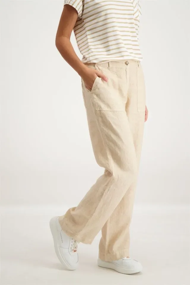 Signe Nature Linnen Broek: Beige, 100% Linnen ( Signe.1193 )