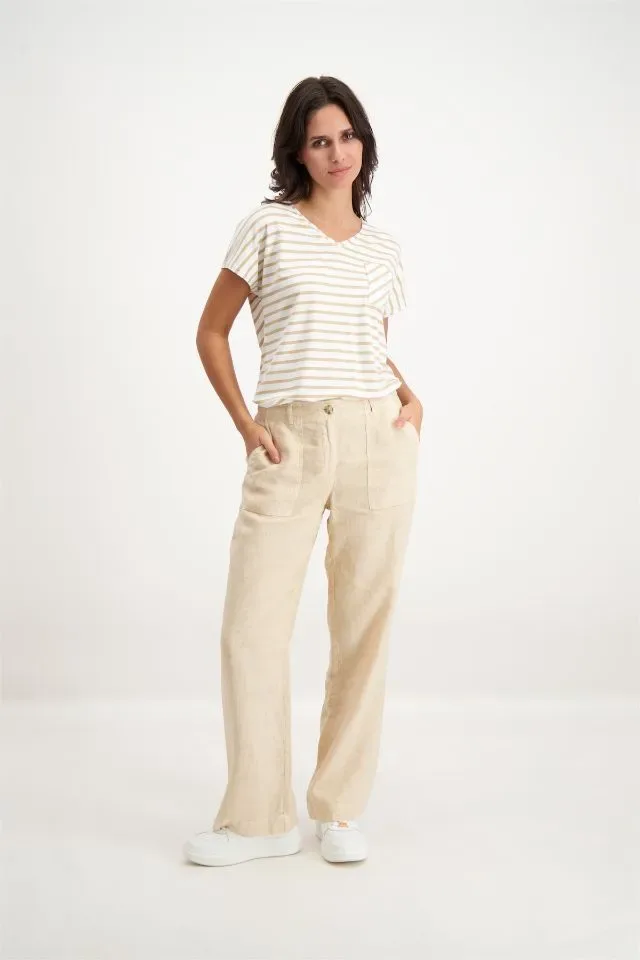 Signe Nature Linnen Broek: Beige, 100% Linnen ( Signe.1193 )