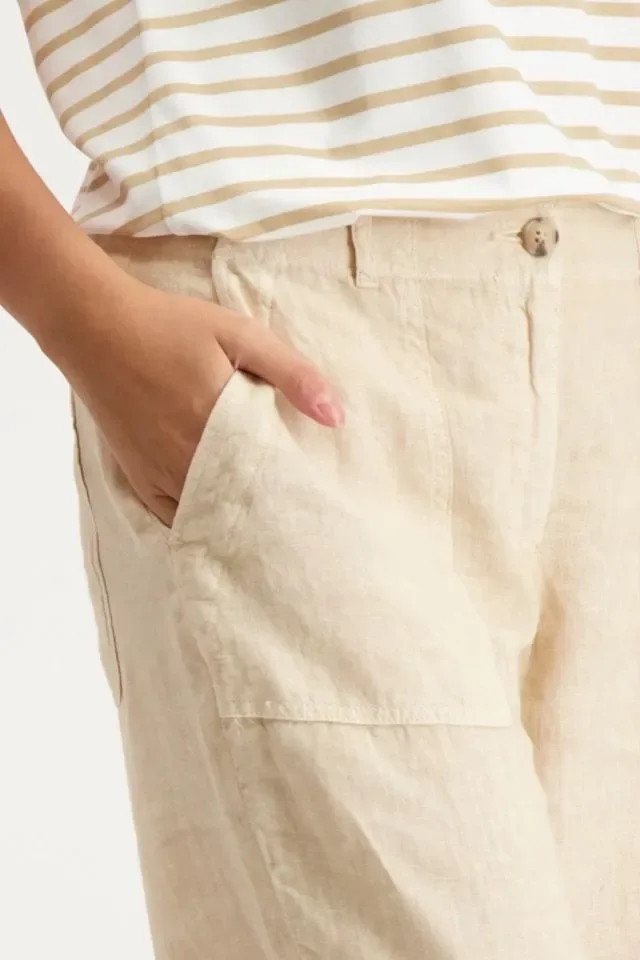 Signe Nature Linnen Broek: Beige, 100% Linnen ( Signe.1193 )