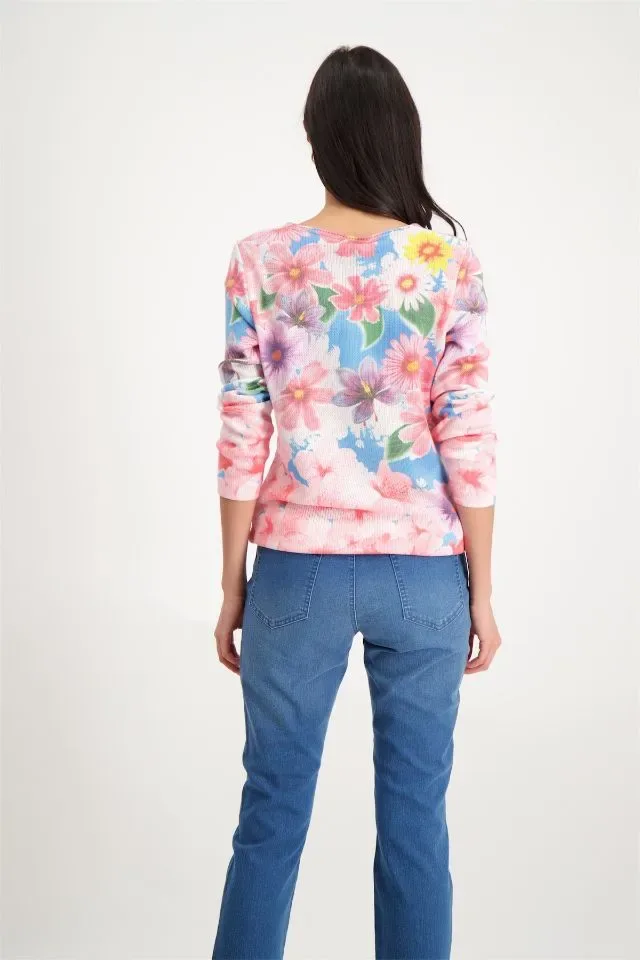 Signe Nature Pull: Gebloemd, V hals  sIGNE.1195