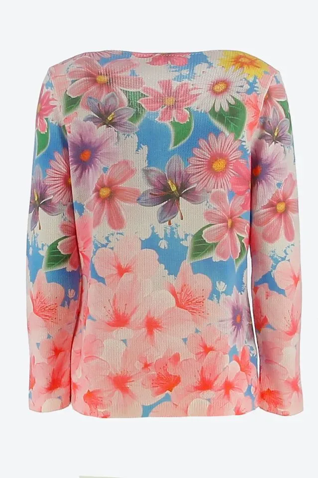 Signe Nature Pull: Gebloemd, V hals  sIGNE.1195