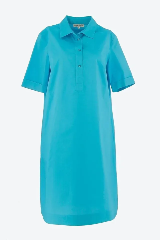 Signe Nature Kleed: Turquoise, korte mouw Katoen ( Signe.1196 )