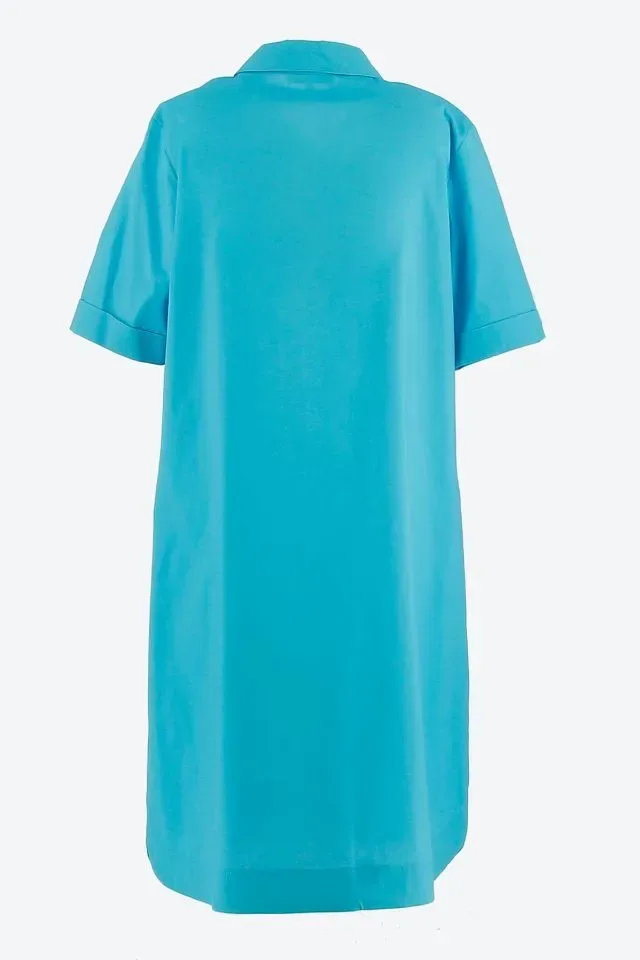 Signe Nature Kleed: Turquoise, korte mouw Katoen ( Signe.1196 )