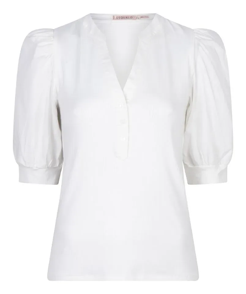 Esqualo T-shirt: Off White, fijne rib ( ESQ.227 )