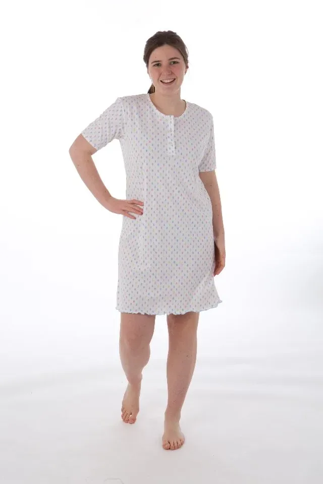 Perlina Nachthemd dames: ijsjes motief, Korte mouw, 95cm ( LINA.38 )