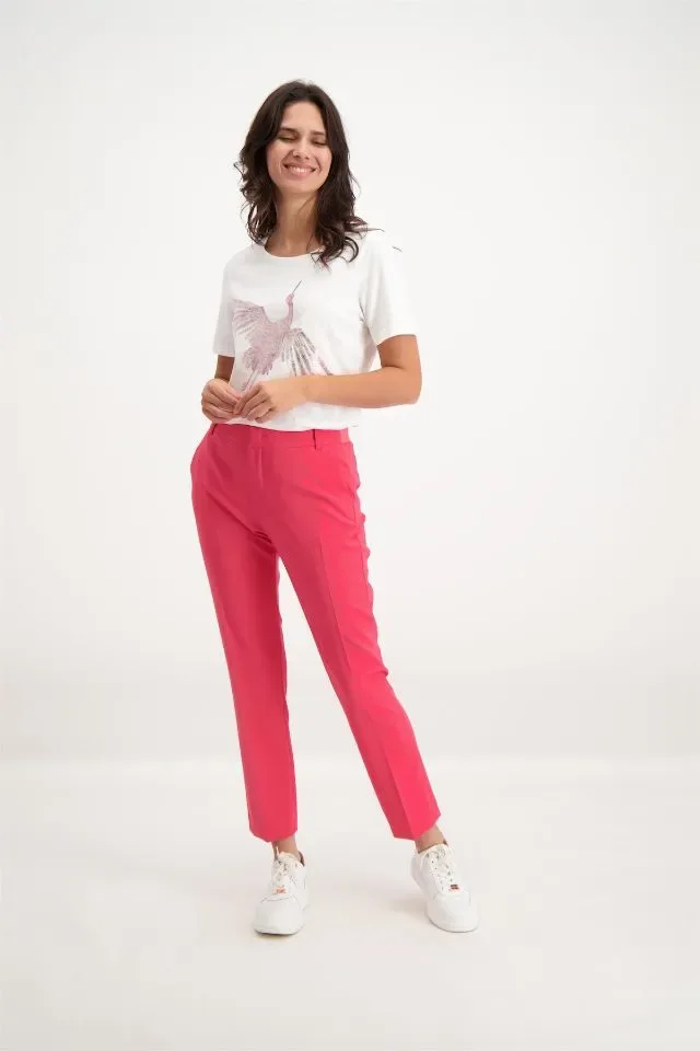 Signe Nature T-shirt: Fushia, vogelmotief ( Signe.1221 )