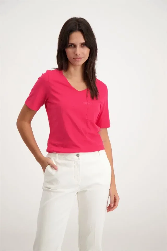 Signe nature T-shirt: Fushia, Korte mouw ( Signe.1223 )