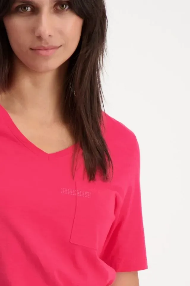 Signe nature T-shirt: Fushia, Korte mouw ( Signe.1223 )
