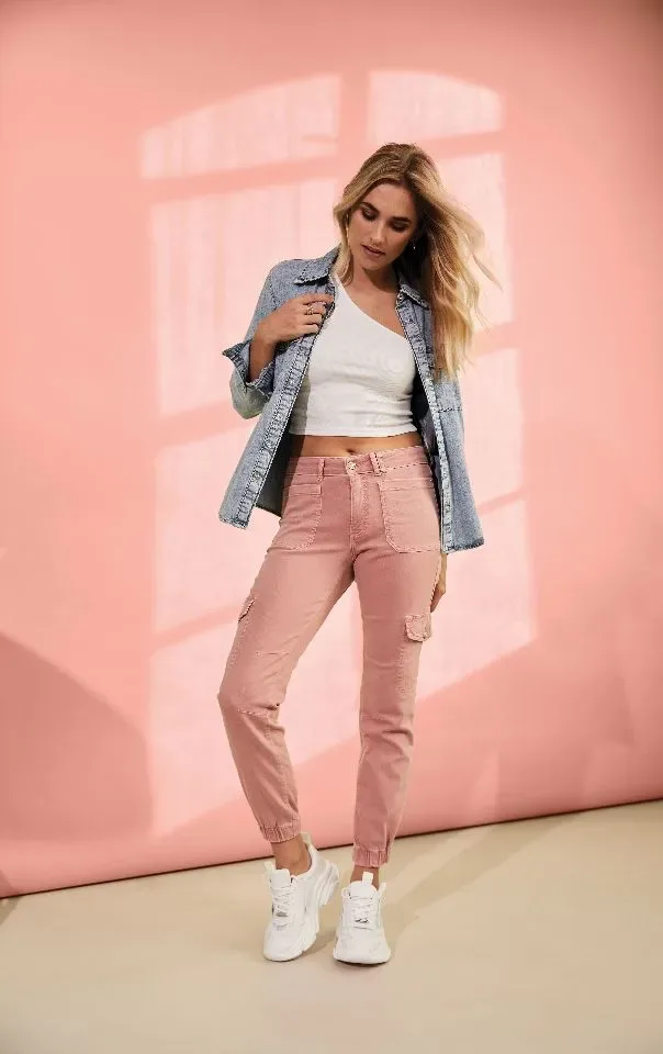 Para Mi broek Jill Cargo: Soft Pink, Morella kwaliteit ( PARA.311 )