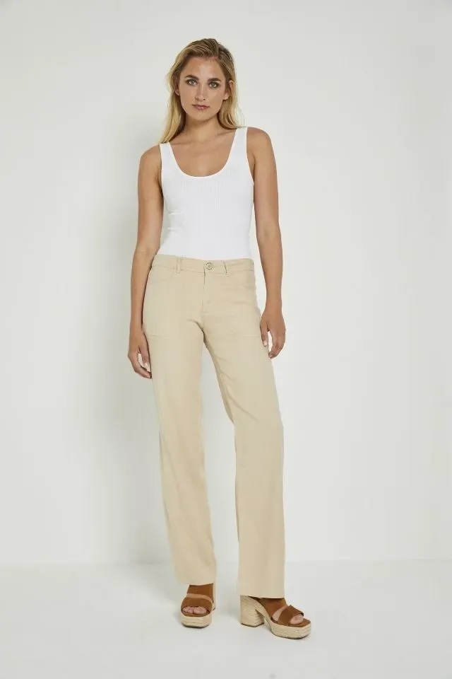 Para Mi broek Hannah Summer Linnen: Elastiek in de lenden, Beige ( PARA.312 )