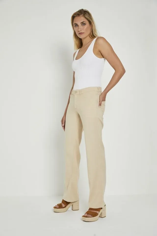 Para Mi broek Hannah Summer Linnen: Elastiek in de lenden, Beige ( PARA.312 )