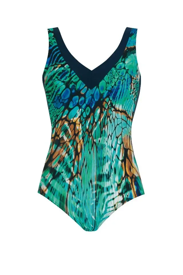 Sunflair Badpak Blauw geprint: V hals 5( SUNF.161 )