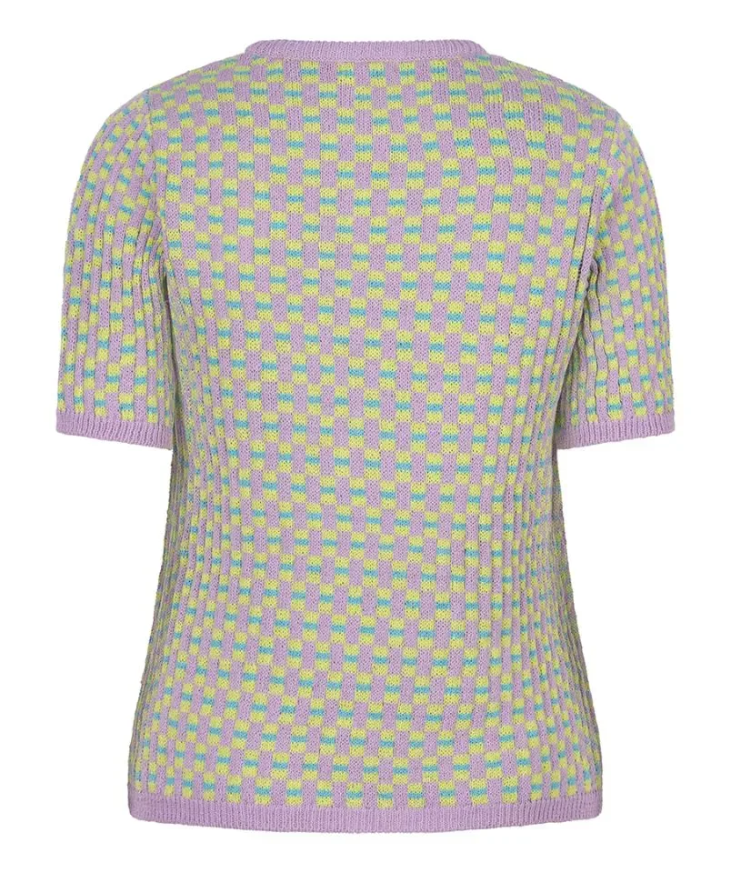 Esqualo Pull: Lila, lemoen, Korte mouw, jacquard brei ( ESQ.275 )