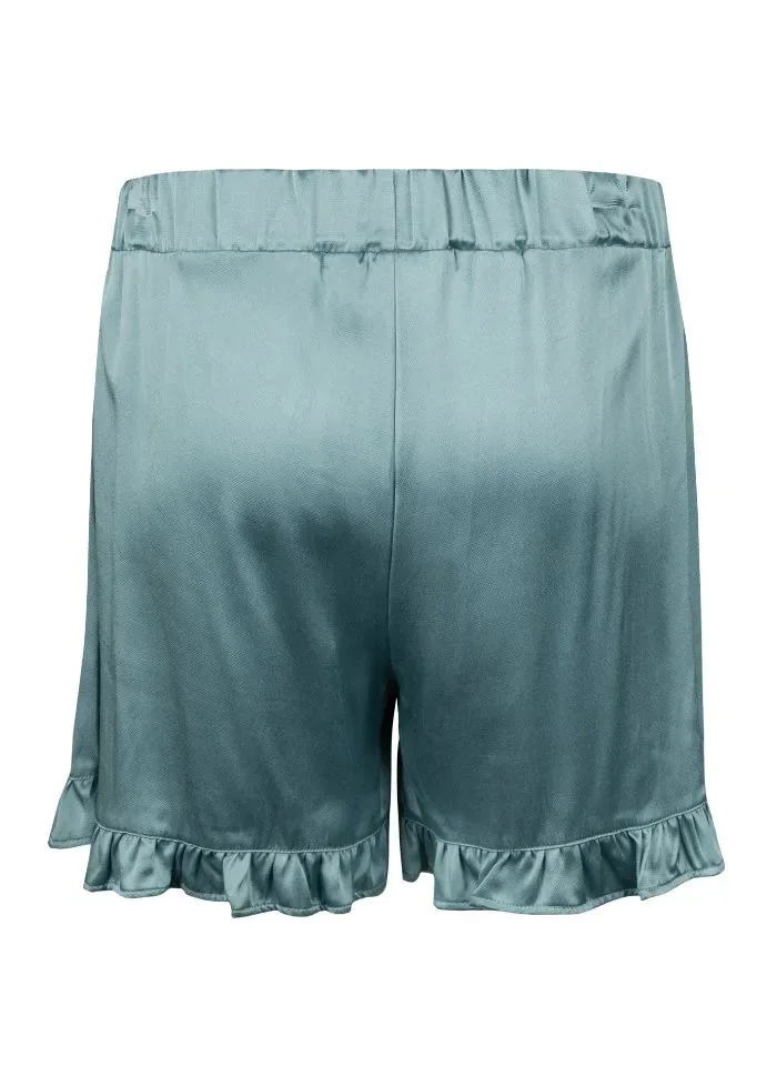Short Stories ( sanetta ): Pyjama Dames: Satijn, doorknoop model met short ( SAN.111 )