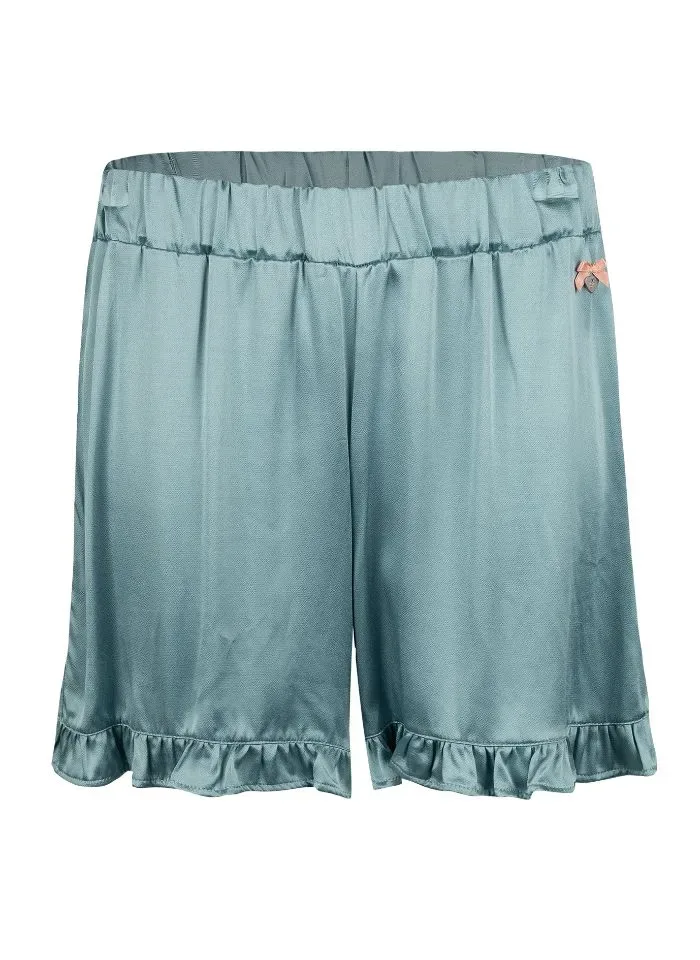 Short Stories ( sanetta ): Pyjama Dames: Satijn, doorknoop model met short ( SAN.111 )