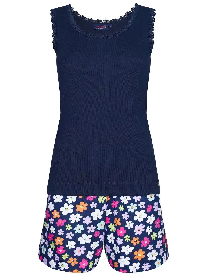 Pastunette dames Pyjama: Top + short, donker blauw ( PAS.26 )