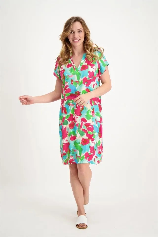 Signe Nature kleed: Multi color, V hals ( DAC.1231 )