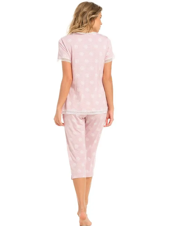 Pastunette Pyjama Dames: Korte mouw, drie kwart broek Tencel