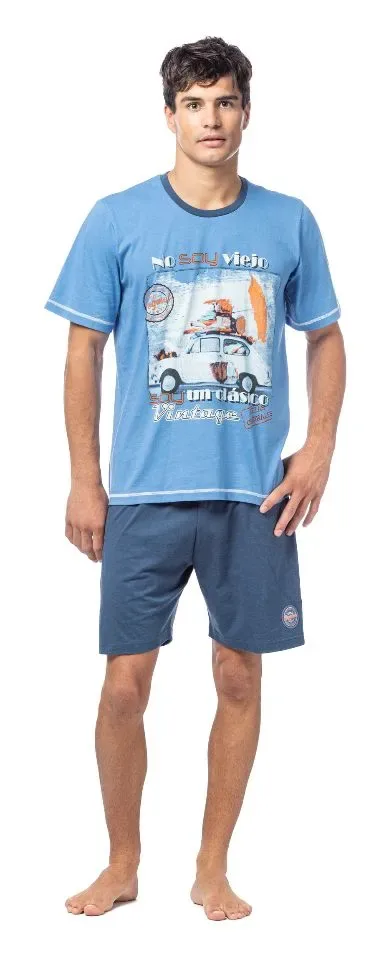 Egatex Soy Heren Pyjama: Korte mouw + short, Auto motief ( EGA.396 )