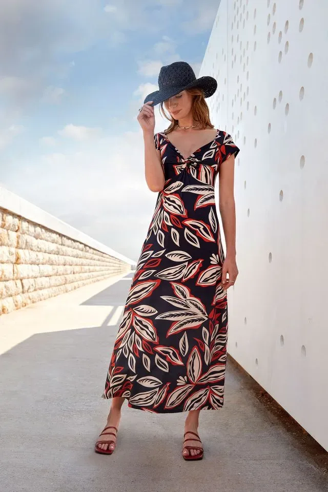 Janira Kleed: Papaye, Jersey stof, Lang model ( JAN.242 )