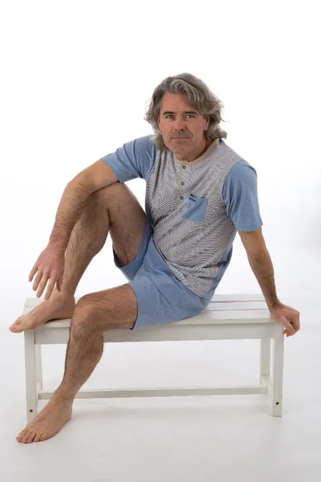 Perlina Heren Pyjama: Thyma, Licht blauw ( LINA.48 )