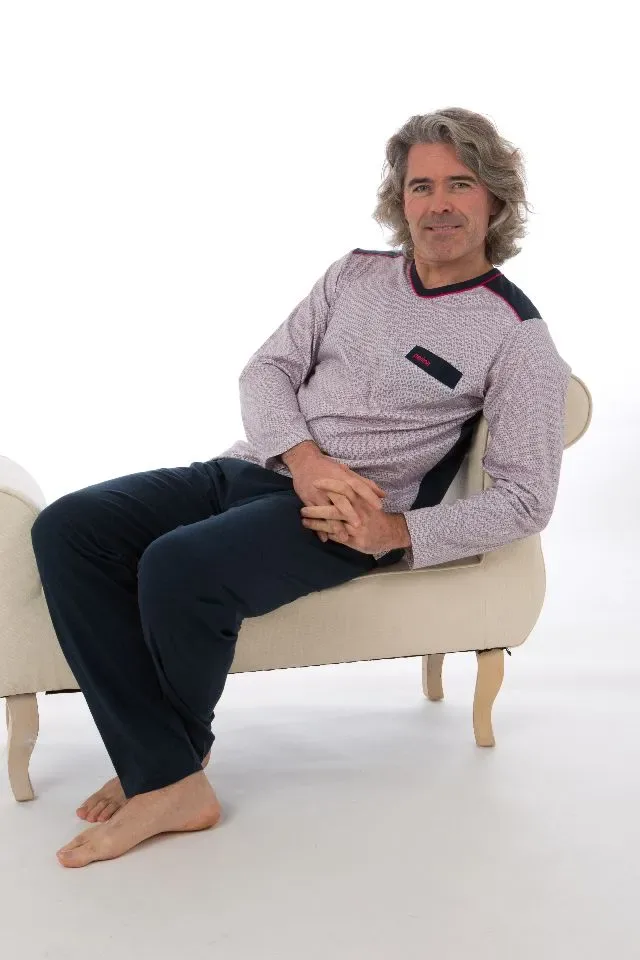 Perlina Heren Pyjama: Noud, Donker Blauw, rechte broek ( LINA.50 )
