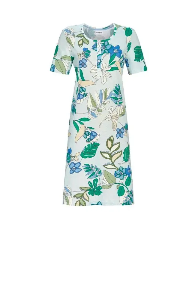 Ringella nachthemd dames: Licht blauw gebloemd, Tencel ( RIN.499 )