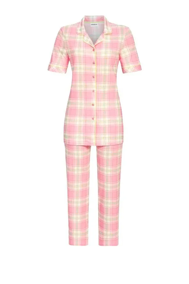 Ringella dames pyjama: Doorknoop model, korte mouw - 7/8 broek ( RIN.503 )