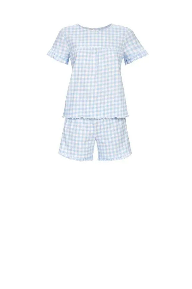 Ringella Pyjama dames: korte mouw + short, Blauw / wit ( RIN.507 )