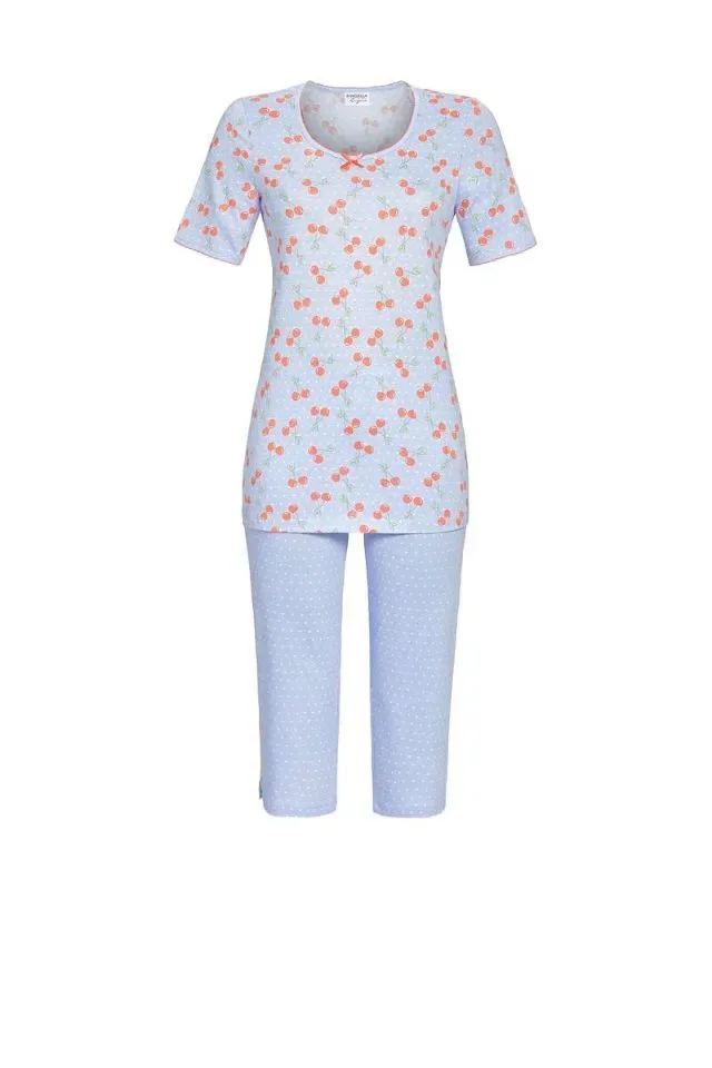 Ringella Pyjama Dames: korte mouw, Capri broek, kersenprint ( RIN.516 )