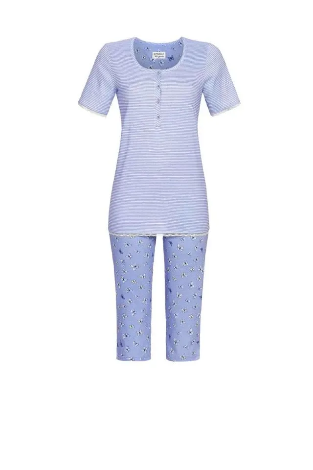 Ringella Pyjama Dames: korte mouw, Capri broek, gestreept ( RIN.517 )