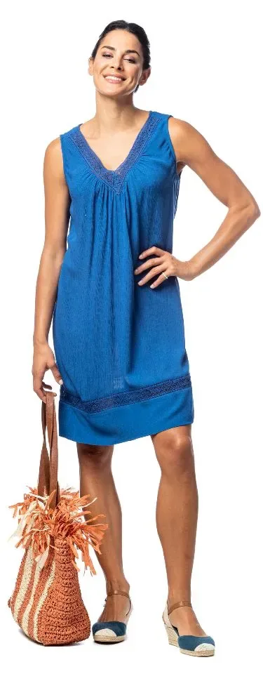 Egatex strandkleed: Mouwloos, effen cobalt ( EGA.414 )