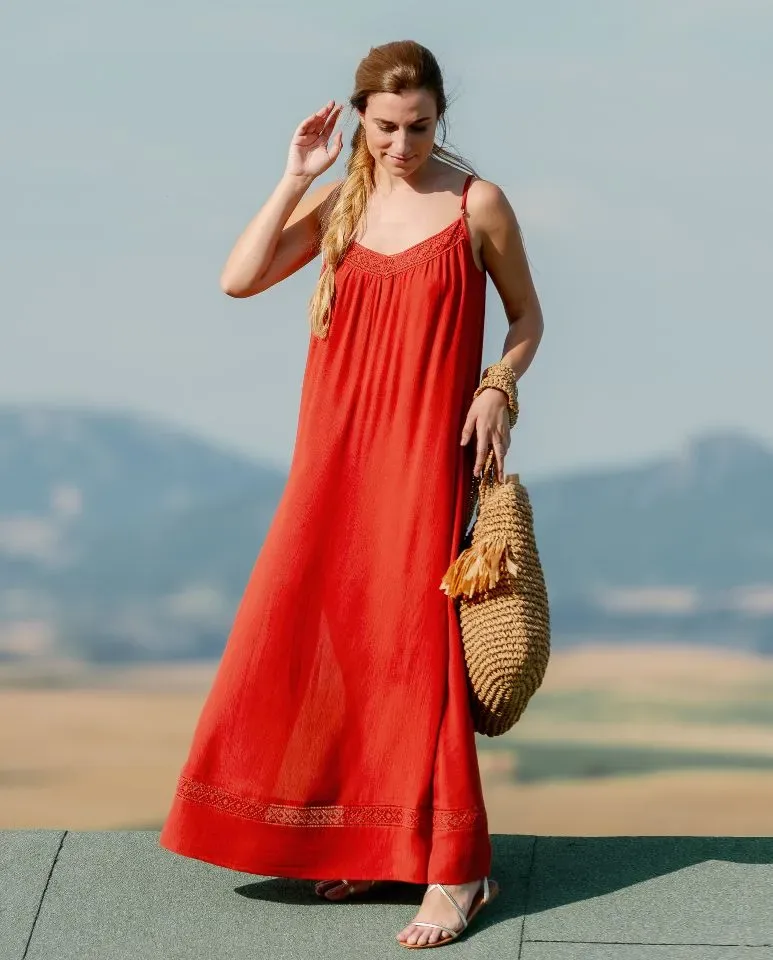 Egatex strandkleed: met bretellen, lang model ( EGA.415 )