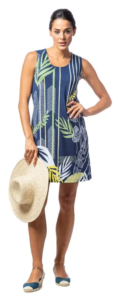 Egatex strandkleed: Blauw / wit gebloemd ( EGA.417 )