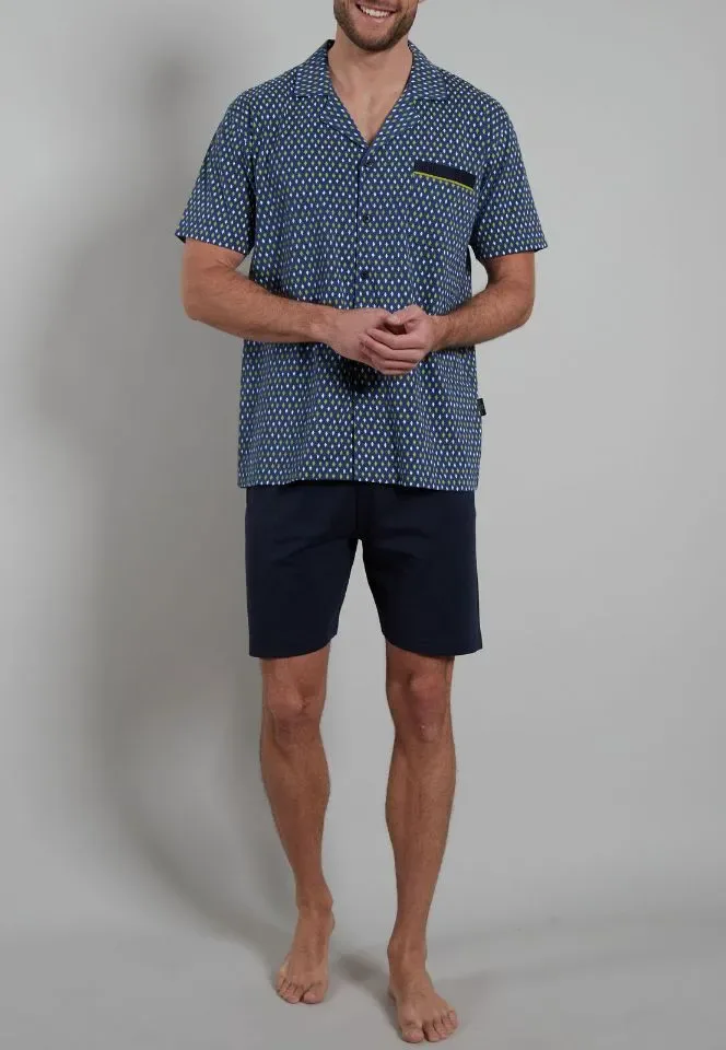 Gotzburg Pyjama Heren: Doorknoop, korte mouw / short ( GOT.56 )