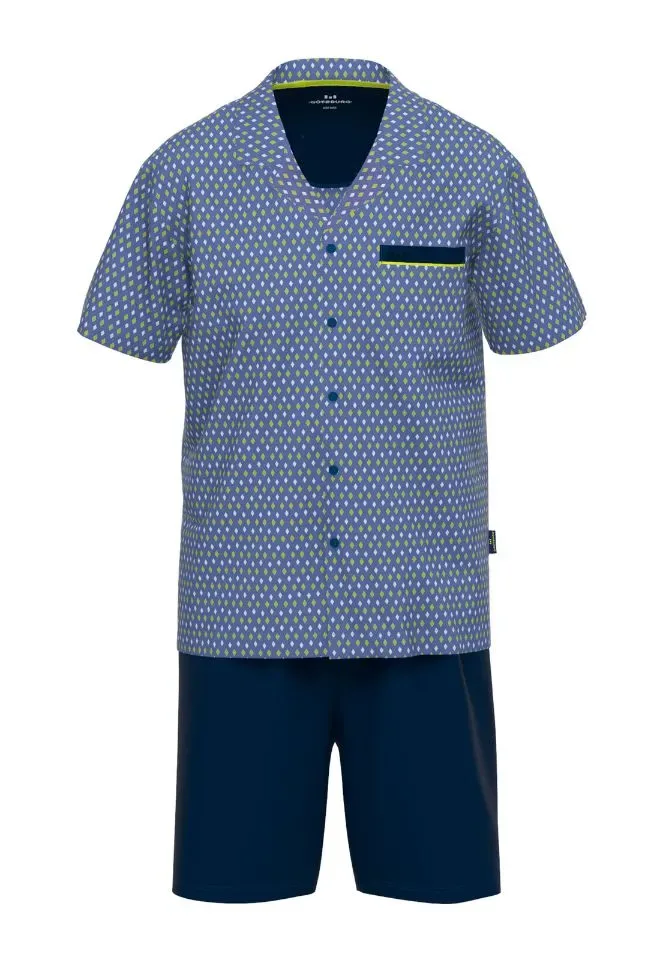 Gotzburg Pyjama Heren: Doorknoop, korte mouw / short ( GOT.56 )