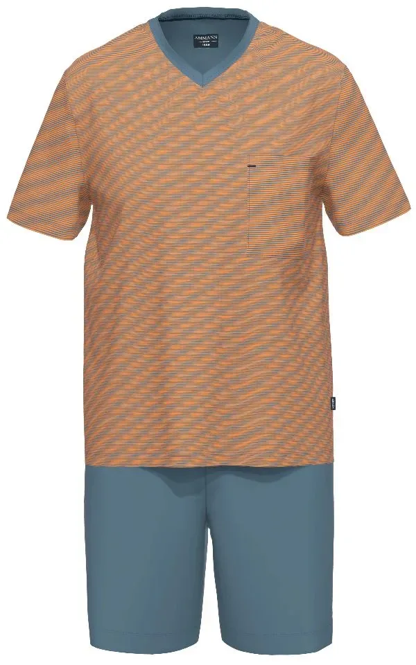 Ammann Heren Pyjama: Korte mouw / short, Oranje / blauw ( AMM.617 )