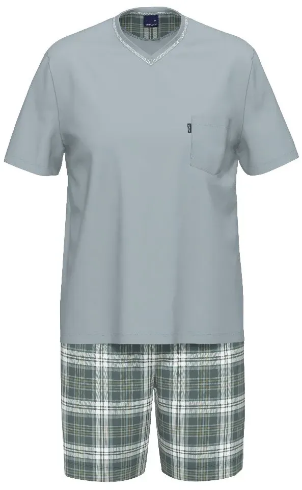 Ammann heren pyjama: Licht blauw, korte mouw ( AMM.621 )